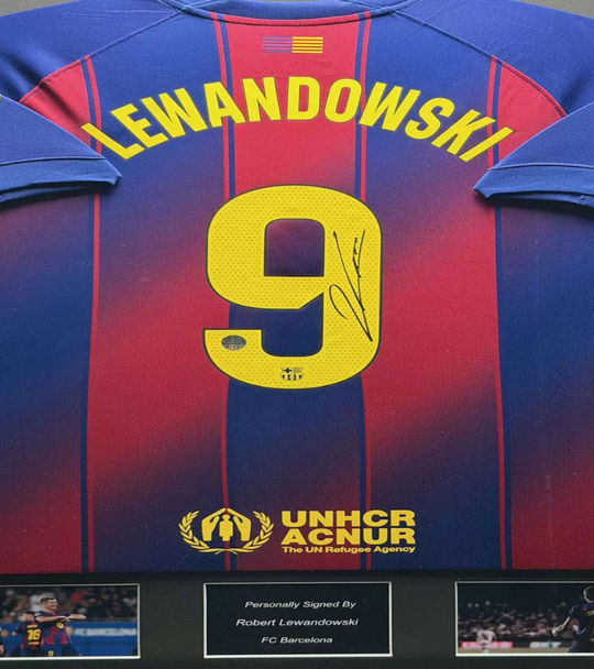 Robert Lewandowski FC Barcelona 25/26 ingelijst thuis shirt