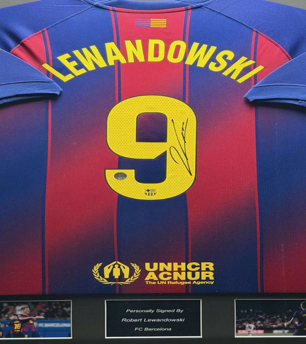 Robert Lewandowski FC Barcelona 25/26 ingelijst thuis shirt