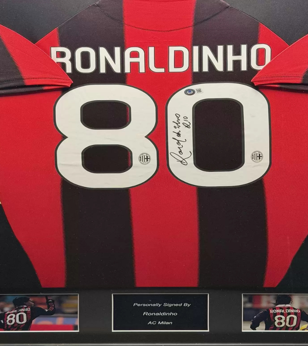 Ronaldinho AC Milan 08/09 ingelijst thuis shirt