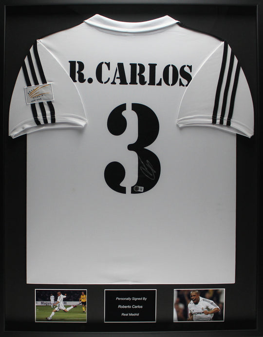 Roberto Carlos Real Madrid 02/03 Ingelijst Thuis Shirt