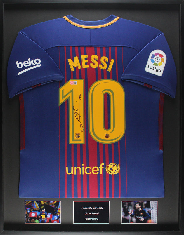 Lionel Messi FC Barcelona 17/18 ingelijst thuis shirt