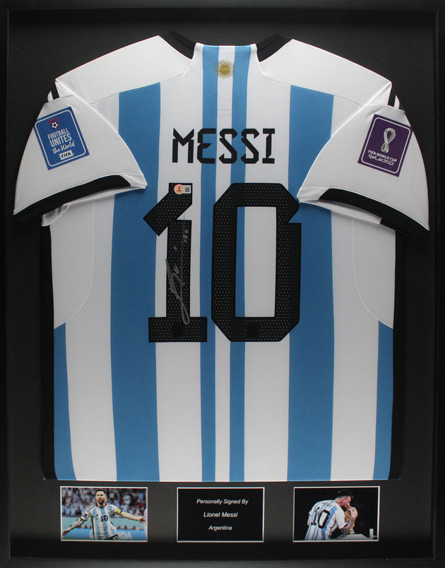 Lionel Messi Argentinië 2022 ingelijst thuis shirt