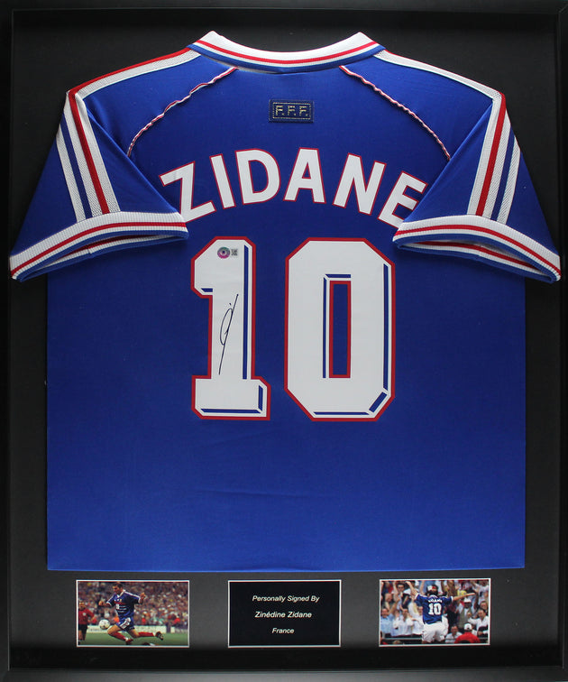 Zinedine Zidane Frankrig 1998-indrammet hjemmebanetrøje
